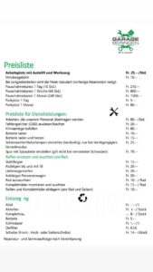 do it yourself garage preisliste